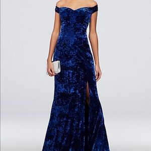 sapphire blue velvet dress